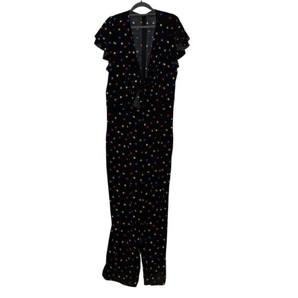 Eloquii 16 Black Polka Dot Wide Leg Jumpsuit Retro 70s Vibes Statement Piece - Picture 1 of 8